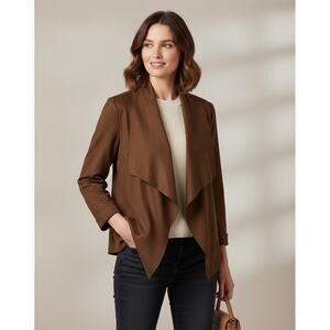 Soft Surroundings Open Front Waterfall Jacket Size S- Draped Lightweight Blazer